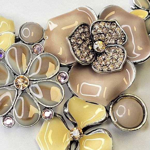 Floral Necklace Enamel Statement Necklace and Earrings Set - Picture 12 of 14